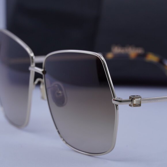 MaxMara JEWEL MM0035-H 32F Geometric Sunglasses - Gold/Brown - Picture 4 of 11